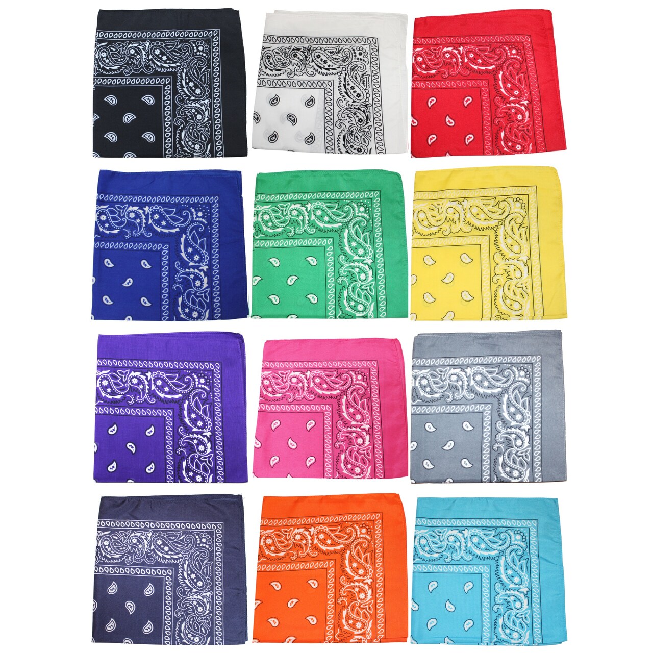 12 Pack Paisley Design Polyester Bandanas Great for Events, Crafts, Wear